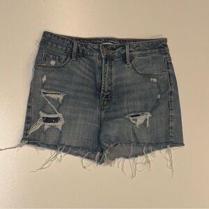 OLD NAVY HIGH RISE DENIM SHORTS WITH BANDANA PATTERN UNDER RIPS